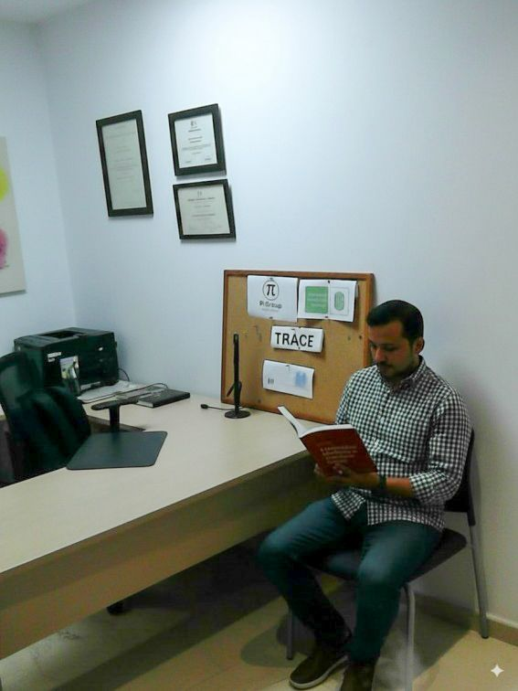 Estado pasado reconstruido mostrando al sujeto sentado leyendo el libro